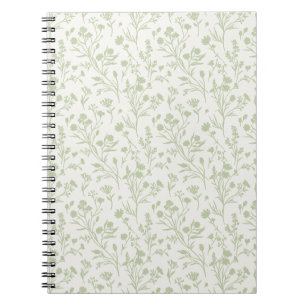 Ritselende Bloemen Zachte Olijf - Neutraal Notitieboek