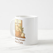 Rituel du matin mug : Chat confortable dans une ta (Devant gauche)