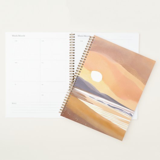 Rivage de coucher de soleil jaune | Peinture aquar (Devant avec enveloppe)