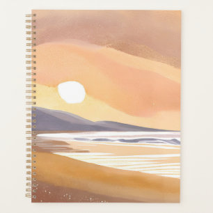 Rivage de coucher de soleil jaune Peinture aquar
