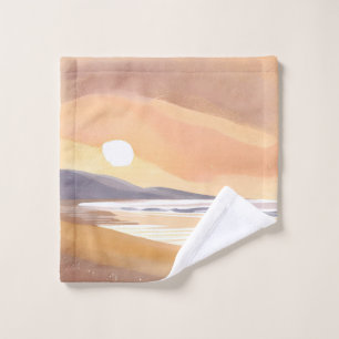Rivage du coucher de soleil jaune   Peinture aquar