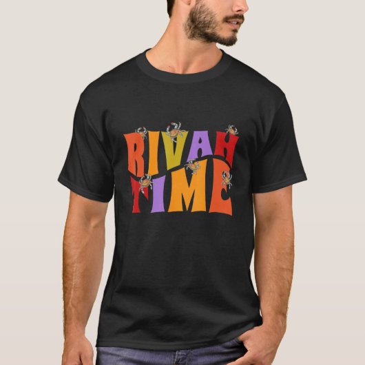 Rivah Time Retro Hippie Style With Blue Crab T-shirt (Voorkant)