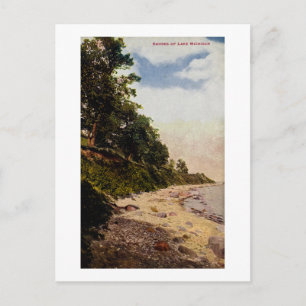 Rive du lac Michigan Carte postale Vintage