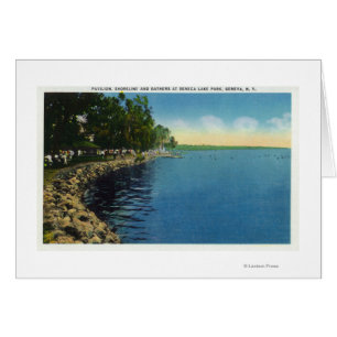 Rive, pavillon et baigneurs