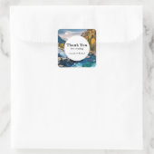 River and Mountains Schilderachtig foto bruiloft B Vierkante Sticker (Tas)