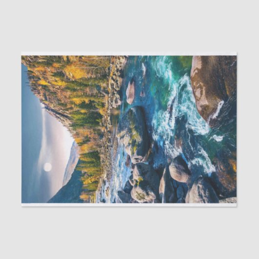 River and Mountains Schilderachtig foto Tissuepapier (Voorkant)