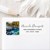 River and Mountains Schilderachtig fotoadres Etiket (Insitu)