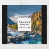 River and Mountains Schilderachtig Fotobruiloft Bier Etiket (Enkel label)