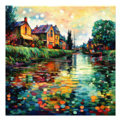 River Bank Impressionisme Foto Afdruk (Voorkant)