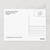 River Estate Water Wheel, Carte postale Trinidad (Dos)