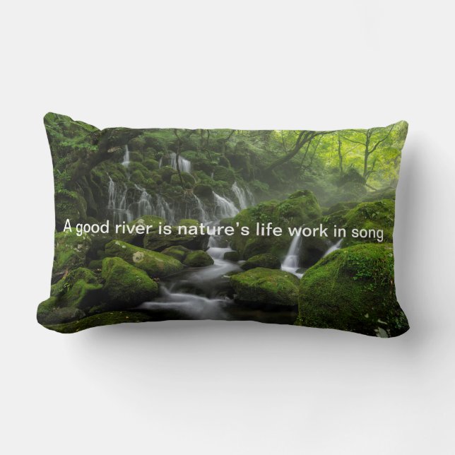 River - Groen bos - Quote Mix Kussen (Voorkant)