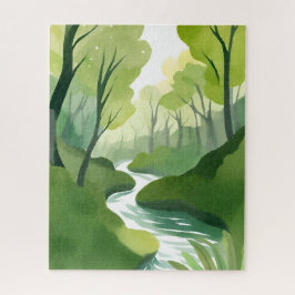 River of Green | Forest Watercolor Painting Legpuzzel