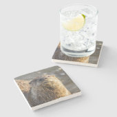 River Otter Portrait Stone Onderzetter (Zijkant)