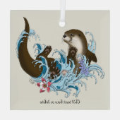 River Otter Water Schattige Glas Ornament (Achterkant)