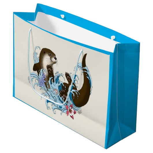 River Otter Water Schattige Groot Cadeauzakje (Voorkant Gekanteld)