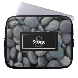 River Rocks met naam en monogram Laptop Sleeve