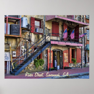  River Street Savannah Georgia Travel Foto Poster