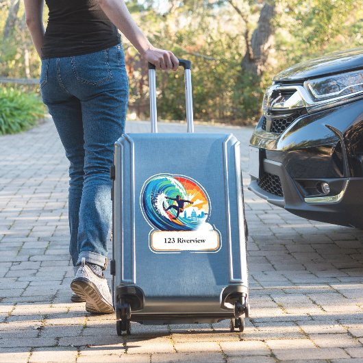 River surfer mailbox address sticker (Valise Insitu)