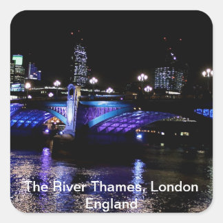 River Thames bij nacht, Londen Engeland Vierkante Sticker