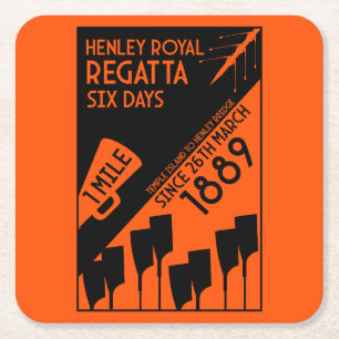 River Thames Regatta -  retro stijl roeien Vierkante Kartonnen Onderzetter