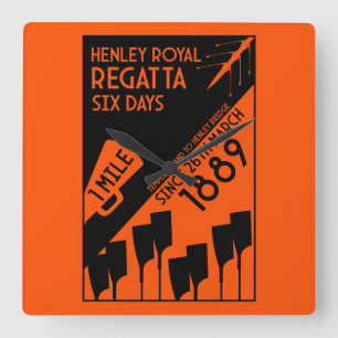 River Thames Regatta - retro stijl roeien Vierkante Klok