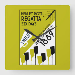 River Thames Regatta - retro stijl roeien Vierkante Klok