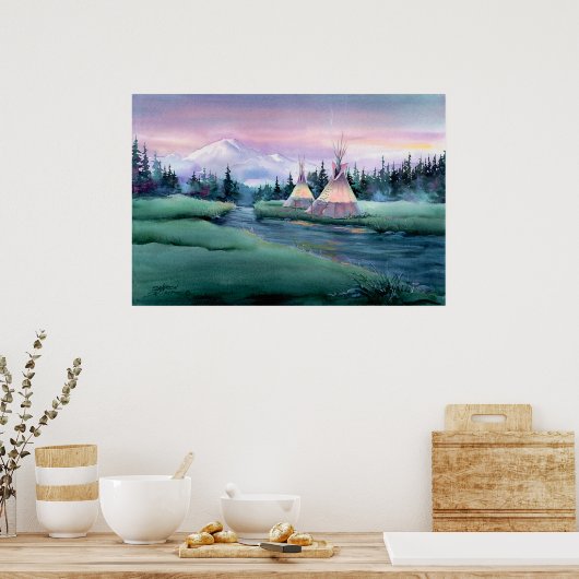 RIVER TIPI CAMP by SHARON SHARPE Poster (Keuken)