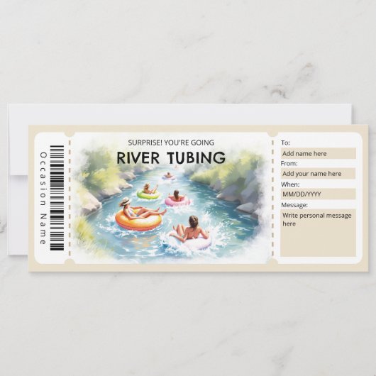 River Tubing Gift Certificate Kaart (Voorkant)