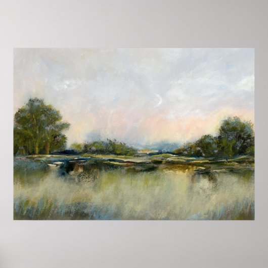 River Uitzicht Landschap Impressionistische Kunst Poster (Voorkant)