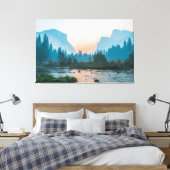    River Valley Glow – Forest & Mountain Calm Canvas Afdruk (Insitu (Slaapkamer))