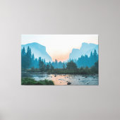    River Valley Glow – Forest & Mountain Calm Canvas Afdruk (Voorkant)