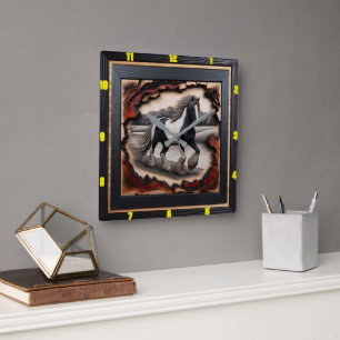 Riverbank Trot: verkoolde houten zigeuner Vanner Vierkante Klok