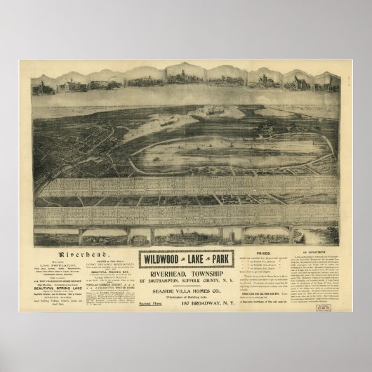 Riverhead New York 1903 Antiek Panorama Poster (Voorkant)