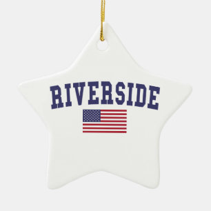 Riverside Amerikaanse vlag Keramisch Ornament