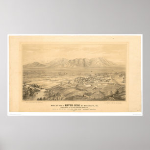 Riverside, CA. Panoramische kaart 1877 (1404C) Poster
