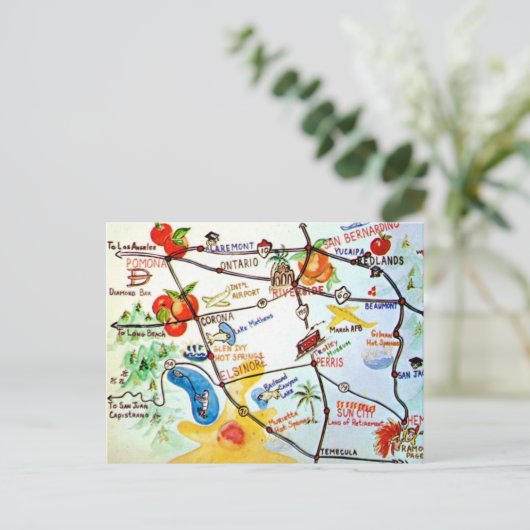 Riverside - California Kleurrijke Kaart (Staand voorkant)