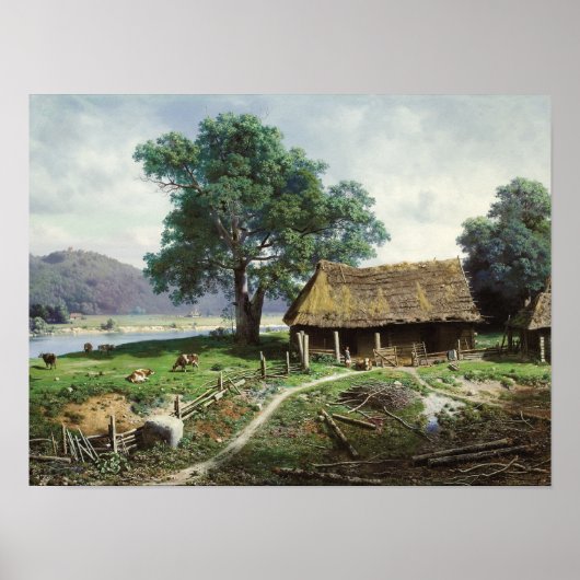 Riverside Farmstead, 1858 Poster (Voorkant)