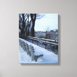 Riverside Park NYC Winter Snow New York City Canvas Afdruk