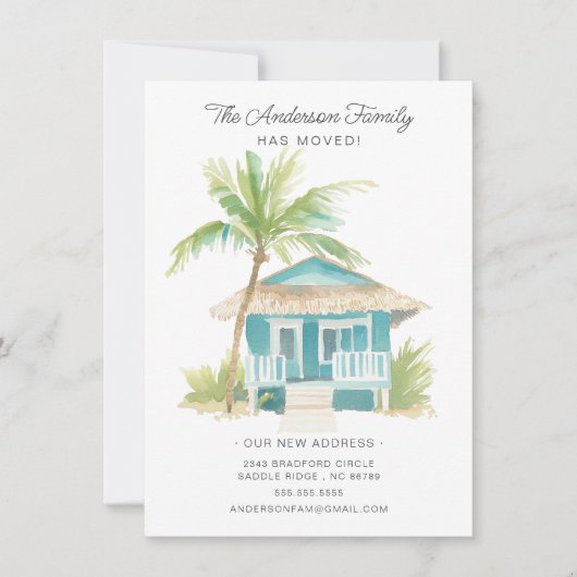 Rives de sable Faire-part de déplacement tropical (Devant)