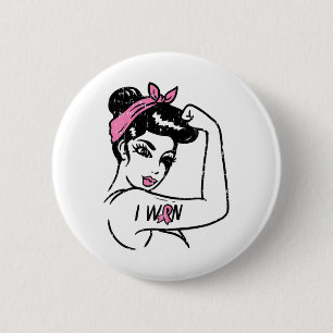 Riveter Ik Won Borstkanker Overlevende Vrouw bewus Ronde Button 5,7 Cm