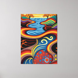 Rivier, Aboriginal, droomtijd. Canvas Afdruk
