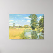 Rivier door een oogstlandschap, zomer canvas afdruk (Voorkant)