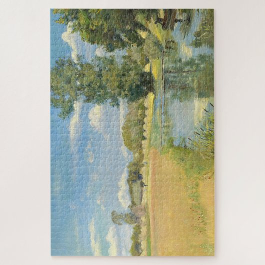 Rivier door een oogstlandschap, zomer legpuzzel (Verticaal)