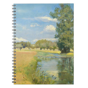 Rivier door een oogstlandschap, zomer notitieboek