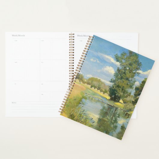 Rivier door een oogstlandschap, zomer planner (Display)