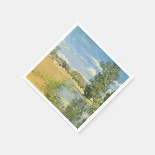 Rivier door een oogstlandschap, zomer servet (Hoek)