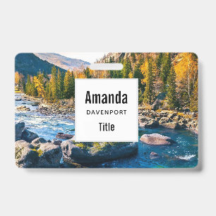 Rivier en bergen landschapsfoto badge
