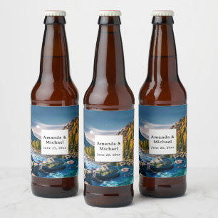 Rivier en Bergen Schitterende Fotobruiloft Bier Etiket