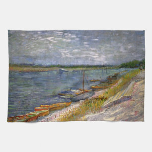 Rivier met roeiboten door Vincent van Gogh Theedoek