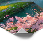 Rivier omarmd door Cherry Blossom Symphony Poster (Hoek)